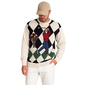Vintage Jantzen Golf Sweater Argyle Intarsia Knit Pullover Men’s L Retro 90s